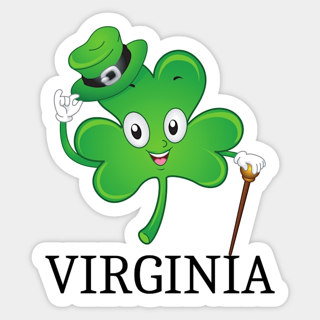 St Patrick&#39;s  Irish Shamrock VIRGINIA, Irish Gift for Wife Sticker by yassinebd